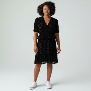 Zara Elegant Black Dress Velvet Polka Dots